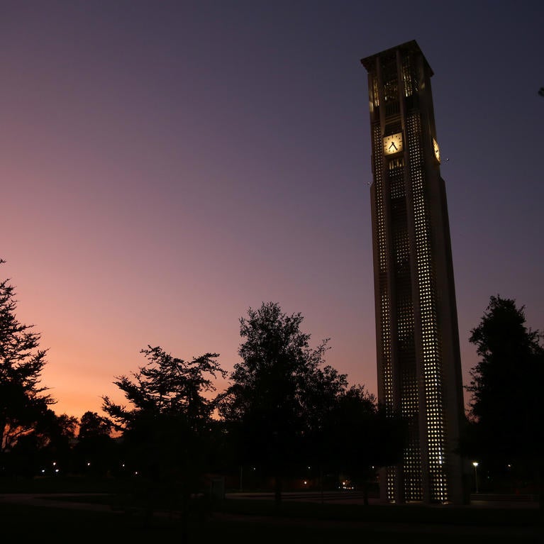 Bell Tower at Sunset Nightfall