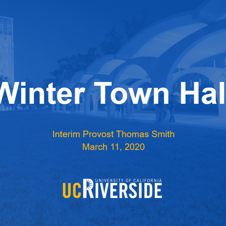 Winter Town Hall Presentation Cover Slide - Interim Provost Tom Smith, March 11th 2020