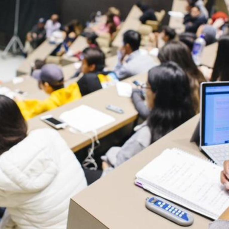 Students learning in a lecture hall