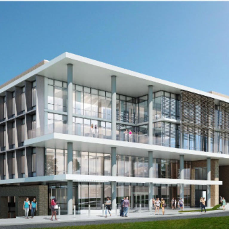Picture of and artist's rendering of the building MRB1