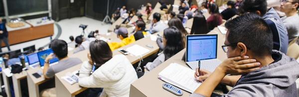 Students learning in a lecture hall