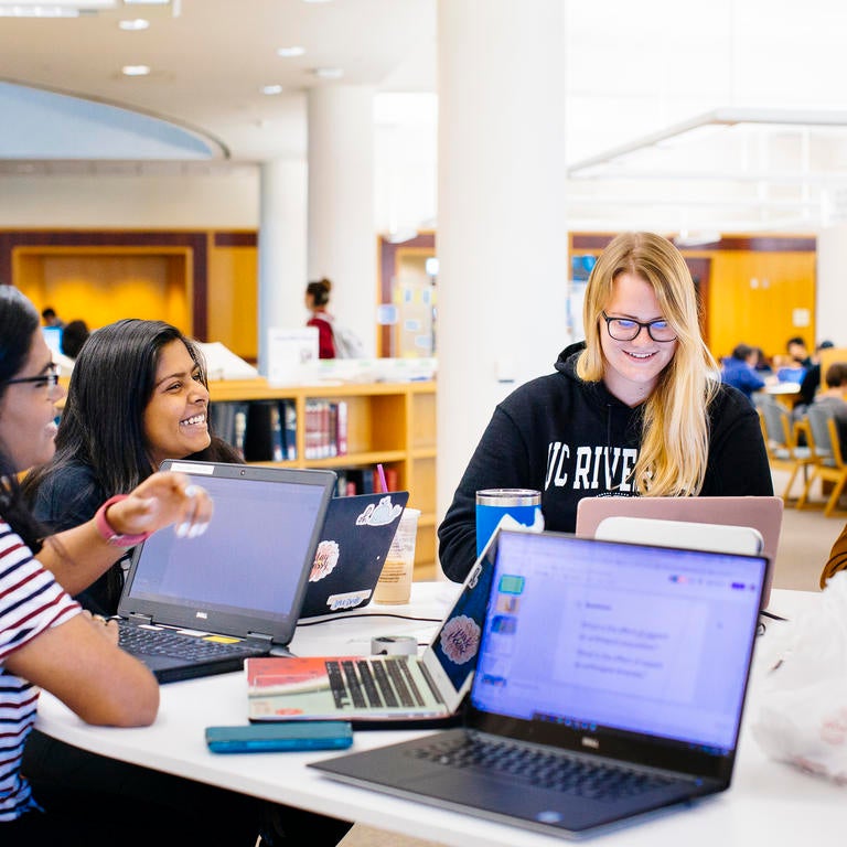 Students studying in the Orbach Library